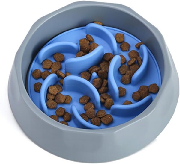 JZF Silicone Slow Feeder Dog Bowl, 17 cm Diameter Soft Silicone Anti-Choking Puzzle Slow Feeder for Small Dogs and Cats, Slow Down Pets' Eating Speed and Promote Digestion (blue)