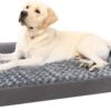 KSIIA Large Dog Bed, XL Orthopedic Dog Sofa Beds with Removable Washable Cover, Waterproof Dog Bed, Pet Sofa Bed with U-Shape Bolster, Grey 105x70x18cm