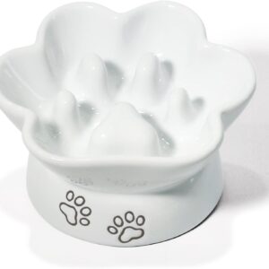 Kaiikai’s Slow Feeder Dog Bowls and Cat Food Bowl 3.5 oz Ceramic Dog Water Bowl Elevated Slow Feeder Dog Food Bowls Slow Feeder Cat Bowl Small Dog Slow Feeder Bowl for Dry and Wet Food Puppy Supplies