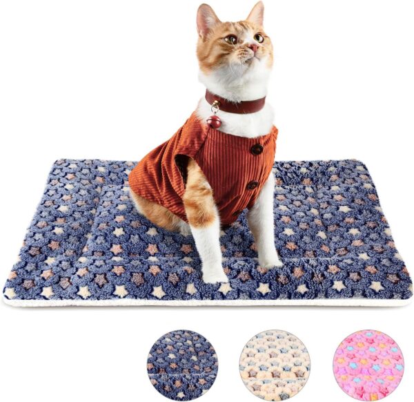 Kekuningan Cat Bed for Indoor Cats Kitten Bed Blanket Washable Pet Cushion for 18 inch Cage Flat Dog Crate Bed Puppy Cat Mat Mattress Pillow Reversible Extra Small 45x37cm