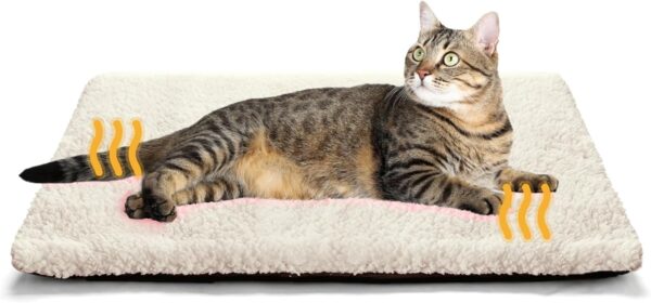 Kekuningan Cat Beds for Indoor Cats Self Heating Cat Mat Blanket Washable with Removable Cover Self Warming Puppy Pad Heated Cat Bed Dog Mattress Warm for Small Pets Ease Arthritis 61x45cm