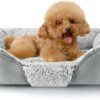 Kimpets Dog Bed for Small Medium Dogs, Rectangle Washable Sleeping Puppy Bed, Orthopedic Pet Sofa Soft Calming Cat Beds Indoor Cats, Anti-Slip Bottom with Multiple Size