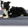 LUFEEMGA Orthopedic Dog Beds Washable Mattress Soft Fluffy Plush Cushion Calming Plush Dog Mat Bedding With Removable Cover Waterproof Liner and Anti-Slip Bottom Dog Crate Mattress (Grey, XL)