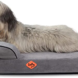 LaiFug Memory Foam Oval Dog Bed (44x30x9Inches, Dark Gray), Orthopedic Dog Bed for Dogs with Durable Waterproof Liner & Removable Washable Cover & Nonskid Bottom