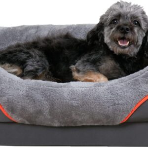 Large Memory Foam Dog Bed: Orthopedic Waterproof Pet Sofa Beds Washable - Bolster Puppy Cushion Mat with Pillow and Removable Cover for Medium Dogs L(83x57cm)