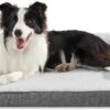 Lesure Large Dog Bed Washable - Orthopedic Dog Sofa Bed with Removable Cover, Waterproof Dog Pillow for Humans with L-Shape Bolster, Grey Squre Pet Bed Fits up to 32kg, 91x69x16cm