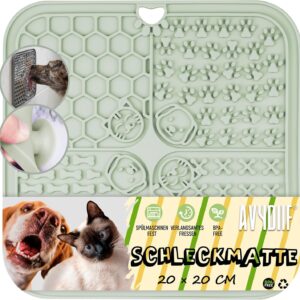 Lick Mat for Dog & Cat, Slow Feeder Cat Bowl with Suction Cups, Anxiety Relief & Boredom Reducer, Enrichment Toys for Peanut Butter Treats Yogurt Bathing Grooming(Mint Green, 1 PC)