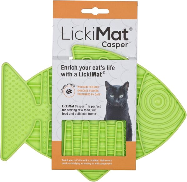 LickiMat Casper, Fish-Shaped Cat Slow Feeders for Feline Boredom and Anxiety Reduction; Perfect for Food, Treats and Anxiety Reduction, Green