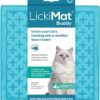 LickiMat Classic Buddy Cat Slow Feeders Lick Mat, Boredom Anxiety Reducer; Perfect for Food, Treats, Yogurt, or Peanut Butter. Fun Alternative to a Slow Feed Cat Bowl or Dish, Turquoise