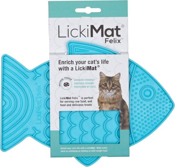 LickiMat Felix, Fish-Shaped Cat Slow Feeders for Feline Boredom and Anxiety Reduction; Perfect for Food, Treats and Anxiety Reduction, Turquoise