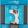 LickiMat Kitty Cat Food Mat - Cat Slow Feeder with Micro Dish for Added Hydration - Perfect for Food, Treats, Yoghurt & Anxiety Relief for Cats - Fun Alternative to a Slow Feeder Cat Bowl - Turquoise