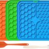 Licky Mats Slow Feeder for Dogs and Cats, Premium Lick Pad with Suction Cups for Dog Anxiety Relief, Slow Feeder Dog Bowls, Bathing, Grooming and Training, 3 Pack