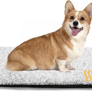 Little Bean Self Heating Pet Pad Dog Bed Pads Soft Warm Cat Bed Non-Electric Warming Mat for Dogs Cats Heated Blanket Noiseless Heat Pad Washable Plush (M：50x75cm)