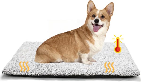 Little Bean Self Heating Pet Pad Dog Bed Pads Soft Warm Cat Bed Non-Electric Warming Mat for Dogs Cats Heated Blanket Noiseless Heat Pad Washable Plush (M：50x75cm)