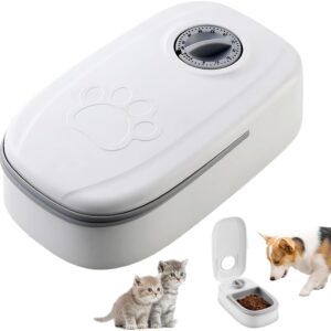 Lotvic Automatic Cat Feeder, 350ML Cat Feeder Automatic with 48H Timer, Cat Food Dispenser for Wet and Dry Food, Timed Cat Feeding Station, Automatic Feeders for Cats Dogs