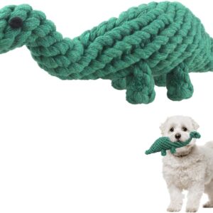 MEKEET Dog Chew Toys Puppy Toys - Dinosaur Dog Toy, Natural Cotton Dog Rope Toys Avoiding Puppy Boredom Anxiety Teeth Training Cleaning Toys Interactive Toy for Small Dogs