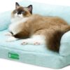 MEWOOFUN Cat Bed for Indoor Cats Orthopedic Dog Bed for Small Medium Dogs, Egg- Foam Pet Bed with Removable Washable Cover and Non-Slip Bottom (Medium, Blue)
