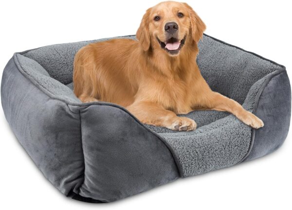 MIXJOY Dog Bed Extra Large Pet Bed, Grey Dog Bed Orthopedic Dog Bed Washable XL Dog Bed with Anti-Slip Bottom, Calming Dog Bed for Labrador, German Shepherd, Golden Retriever, 89×64×23 cm