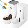 Marchul Pets Automatic Feeder and Waterer Set, Dogs Cats Food Feeder and Water Dispenser 3.8L, 2 in 1 Cat Food Water Dispensers for Small Medium Big Pets
