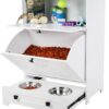 MiMu Raised Dog Bowl Stand with Dog Food Storage Cabinet - White Dog Feeder Station with Storage - Cat Feeding Station Furniture - Pet Feeder Station Storage Cabinet - Dog Food Bowl Stand