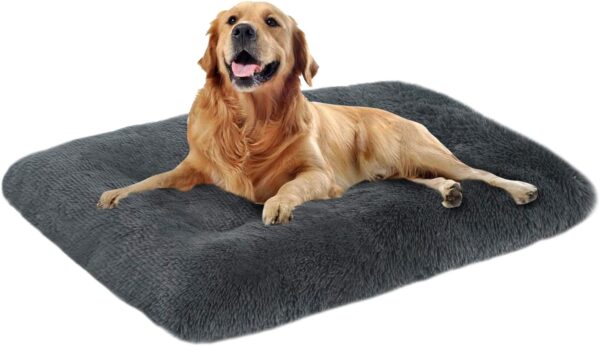 Mirkoo Dog Bed Long Plush Calming Pet Bed, Comfortable Faux Fur Washable Crate Mat with Anti-Slip Backing for Jumbo Large Medium Dogs Cats