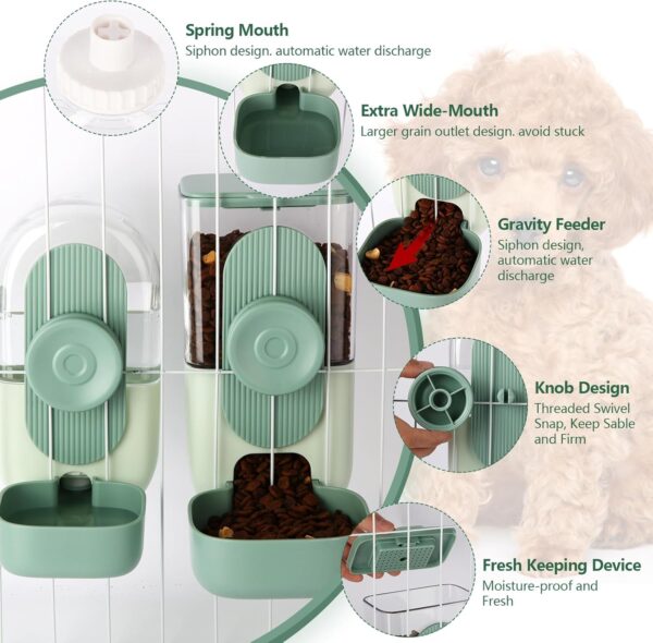 Misyue Hanging Automatic Food Water Dispenser,Gravity Rabbit Feeder and Water Bottle Set,Cage Cat Food and Water Dispenser Food Bowl for Bunny Chinchilla Guinea Pig Hedgehog Ferret