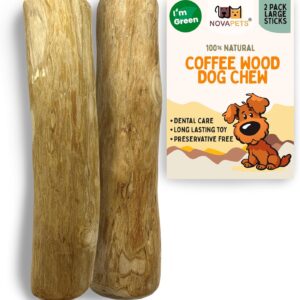 NOVAPETS Coffee Wood Dog Chew Stick For Large Dogs - Natural Dental Chewing Toy - Pack of 2 Size L