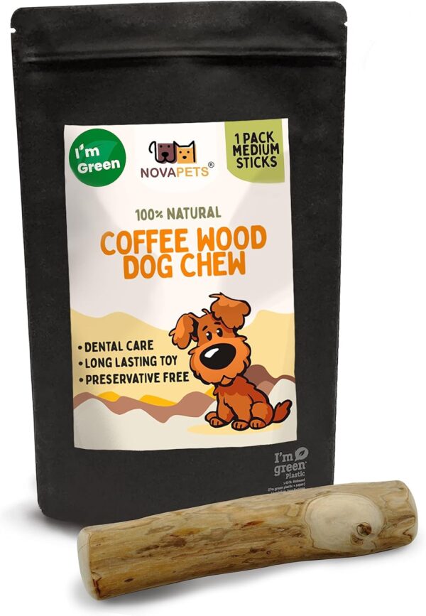 NOVAPETS Coffee Wood Dog Chew Stick for Medium Dogs - Natural Dental Chewing Toy - Pack of 1 Size M