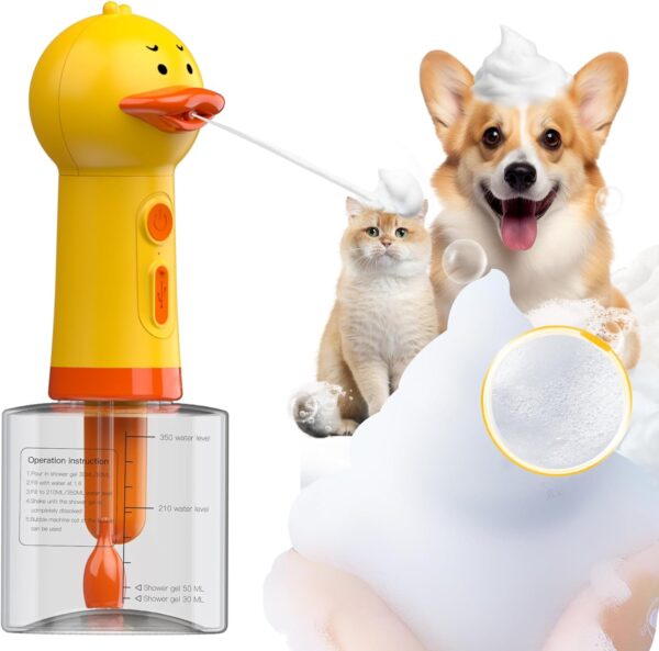 NRYDEPET Electric Dog Cleaning Foam Machine, Automatic Dog Soap Dispenser for Bath, Rechargeable Pet Shampoo Mixing Bottle for Cleaning, IPX7 Waterproof Dog Bath Supplies for Dog Cat Puppy Children