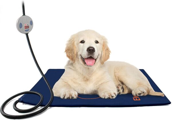 Namsan Pet Heated Pad Dog Electric Heating Mat 7 Temperature Levels Washable Safety Blanket 60 * 45 cm Heated Warmer Bed with Anti Chew Cord for Rabbit, Cat, Dog