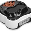 Navaris Automatic Food and Water Dispenser - 4 Meal Pet Feeder Drinking Station with Timer for Dog, Cat, Rabbit - Auto Timed Animal Feeding Station