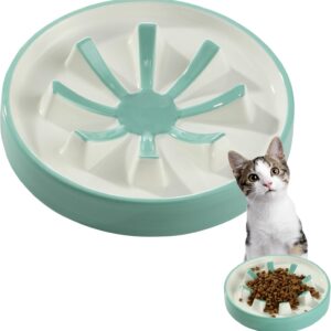 Navaris Slow Feeder Dog Food Bowl - Durable Ceramic Bowl to Help Slow Down Eating - Feeding Ideal for Messy Eaters - Puzzle Bowls also for Puppy or Cat - Large