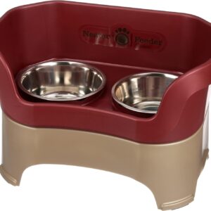 Neater Feeder - Deluxe Model - Mess-Proof Dog Bowls (Large, Cranberry) - Made in USA - Elevated, No Spill, Non-Tip, Non-Slip, Raised Stainless Steel Food & Water Pet Bowls