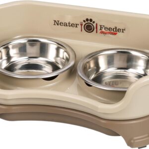 Neater Feeder Express Elevated Cat Bowls by Neater Pet Brands – Cat Bowls with Stand - Stainless Steel Food and Water Bowls – Raised Cat Bowl Set for Cats, Cappuccino