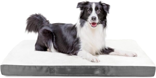 Nepfaivy Dog Bed Large Washable - Waterproof Orthopedic Dog Bed and Mattress for Dog Crate, 90x60x7.5cm Soft Medium Dog Bed with Removable and Washable Plush Covers, White