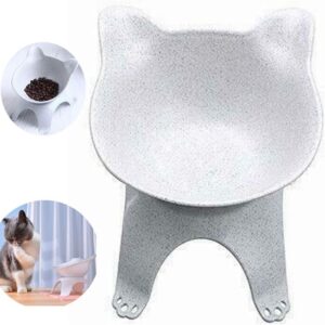 NganSuRong Pet Bowls with Raised Stand Cat Dog Rabbit Animal Food Dish Water Feeding Single Bowl Feeder Grey