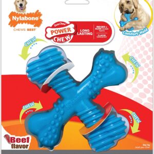 Nylabone Extreme Tough Dog Chew Toy X-Bone, Durable, Cleans Teeth, Beef Flavour, Large, for Dogs Up to 23 kg