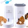 OBOVO Automatic Cat Feeder, 3.8L Pet Feeder Automatic, Cat Dog Water Dispenser 2 Pieces, Dog Food Dispensercat Food Dispensers Set for Small/Large Puppy Kitten