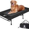 OneTigris Elevated Dog Bed Large Dog,Outdoor Dog Cot Large Raised Dog Bed with Chew Proof Washable Breathable Mesh & No-Slip Rubber Feet Travel Orthopedic Dog Bed (Black, L)