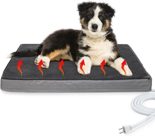 PAIGTEK Outdoor Heated Pet Bed，Orthopedic Foam Heating Pet Bed for Small, Medium, Large and Dogs/Cats - Auto Temperature Control Outdoor Heated Cat Pad.