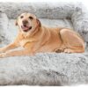 PETCUTE Soft Plush Dog Mat Sofa,Orthopedic Dog Beds Large with Anti-Slip Bottom,Detachable and Washable Pad Blanket Cushion,Anti-Anxiety Warm Calming Dog Bed Sofa