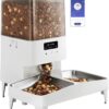 PETEMPO 5L Automatic Cat Feeder, 2.4GHz WiFi Enabled Cat Food Dispenser Anti Food Stuck, Double Cat Bowls, 1-60 Portions 10 Meals Per Day, Plug & Battery Powered, for Small Medium Dog Pet