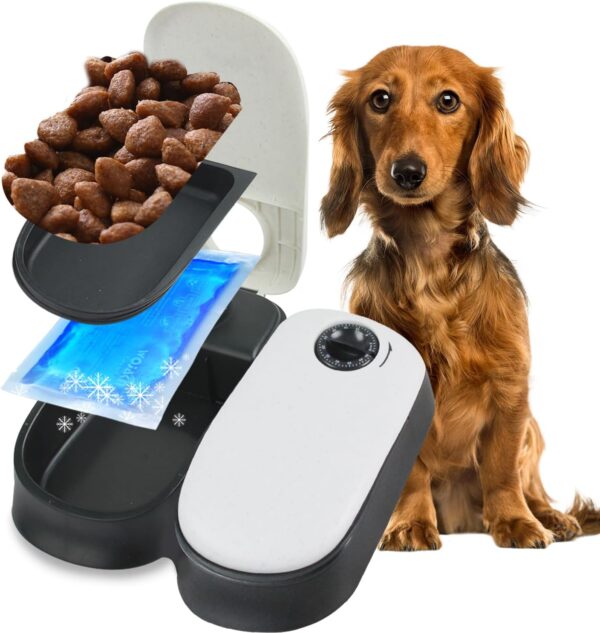 Pawise Automatic Pet Feeder 300ml 2-Meal Automatic Food Dispenser Timed Food Bowl for Dogs Cats 27x7x24cm