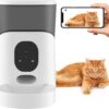 Pawmate Automatic Cat Feeder with Camera, 1080P HD Video with Night Vision, 2.4G WiFi Dog Feeder with 2-Way Audio, Sound Alerts for Cat & Dog Single Tray