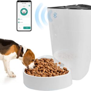 Pawmate Automatic Cat Feeder with Timer, 4L Cat Food Dispenser Programmable, Automatic Dog Feeder Up to 15 Portion Control 6 Meals Daily, Bluetooth Cat Smart Feeder with APP