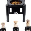 Pawque Dog Food Bowl Elevated Dog bowls, Adjustable Raised Slow Eating Dog Bowl with 3 Heights (6.1", 7.7", 9.3") for Medium and Small Sized Dog Cat, Mess Proof & Non-Slip Dish Feeder
