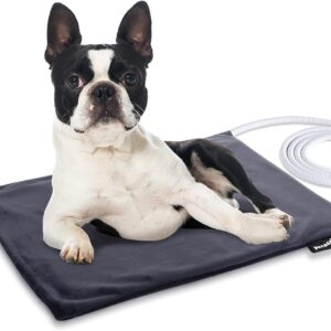 Pecute Pet Heat Pad Medium 40x50cm,Constant Heating Safe Electric Heated Mat Anti Bite Waterproof with Removable Flannel Cover & Fire Retardant Cotton, Soft Cosy for Puppies Kittens(2 Covers)