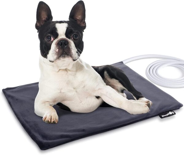 Pecute Pet Heat Pad Medium 40x50cm,Constant Heating Safe Electric Heated Mat Anti Bite Waterproof with Removable Flannel Cover & Fire Retardant Cotton, Soft Cosy for Puppies Kittens(2 Covers)