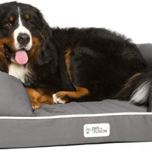 PetFusion Ultimate Memory Foam Dog Bed Lounge Orthopaedic Comfortable Large Waterproof Bed For Big Dogs - Grey - X-Large (112 x 86 x 25cm)