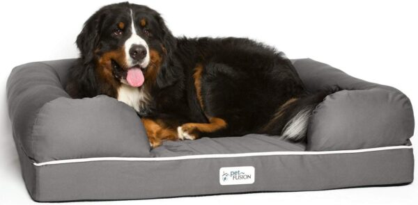 PetFusion Ultimate Memory Foam Dog Bed Lounge Orthopaedic Comfortable Large Waterproof Bed For Big Dogs - Grey - X-Large (112 x 86 x 25cm)